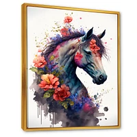 Cute Horse Floral Art I Wall