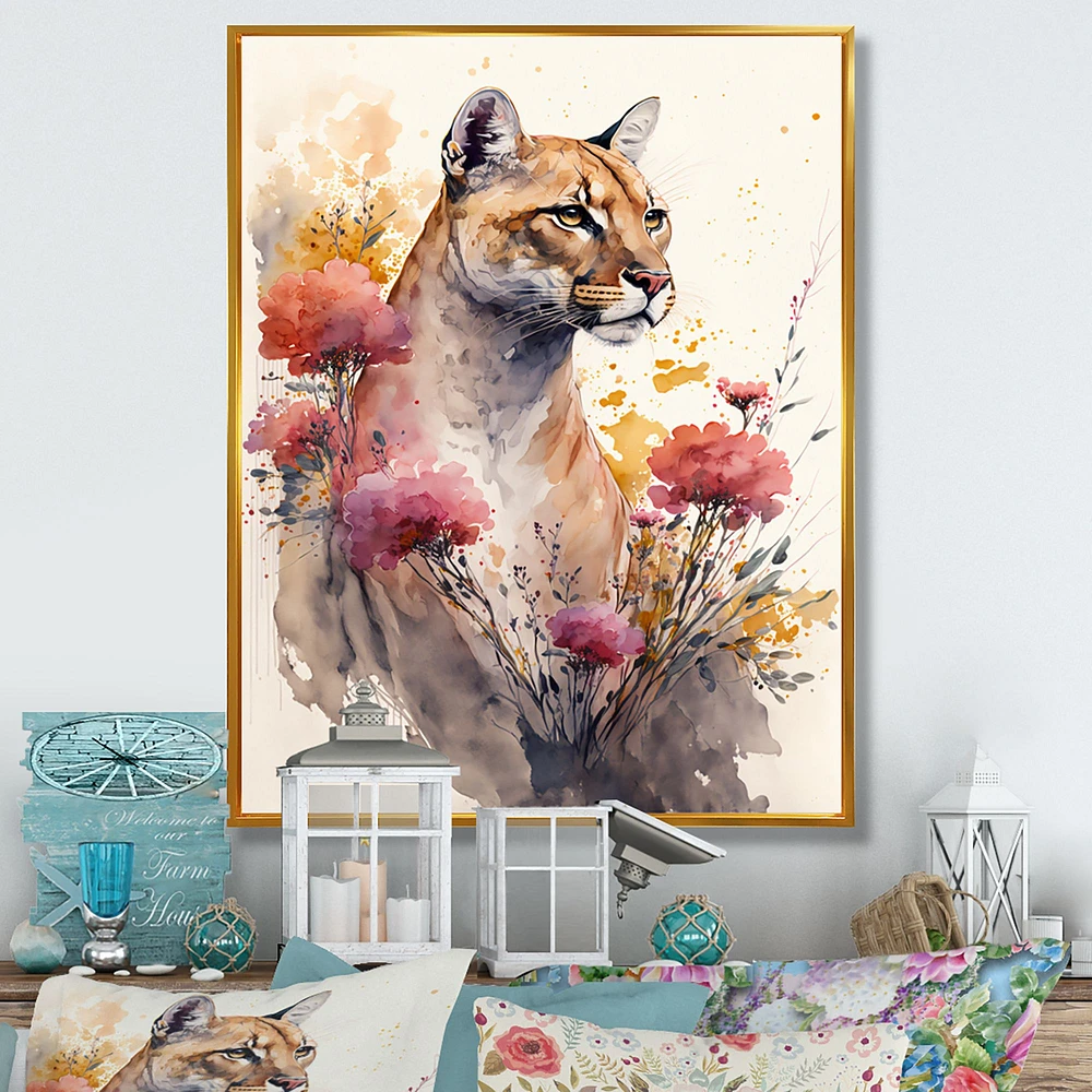 Cute Puma Floral Art Wall