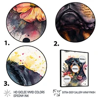 Cute Rottweilers Floral Art I Wall