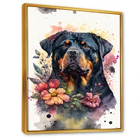 Cute Rottweilers Floral Art I Wall