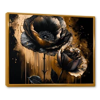 Black And Gold Popy Flowers Wall Art