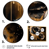 Black And Gold Popy Flowers Wall Art