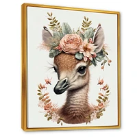 Cute Baby Flamingo With Floral Crown Wall Art