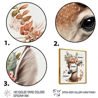 Cute Baby Flamingo With Floral Crown Wall Art