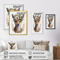 Cute Baby Fox With Floral Crown Wall Art