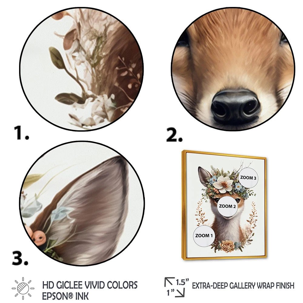 Cute Baby Fox With Floral Crown Wall Art
