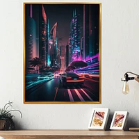 Futuristic Miami Neon Art Wall