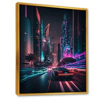 Futuristic Miami Neon Art Wall