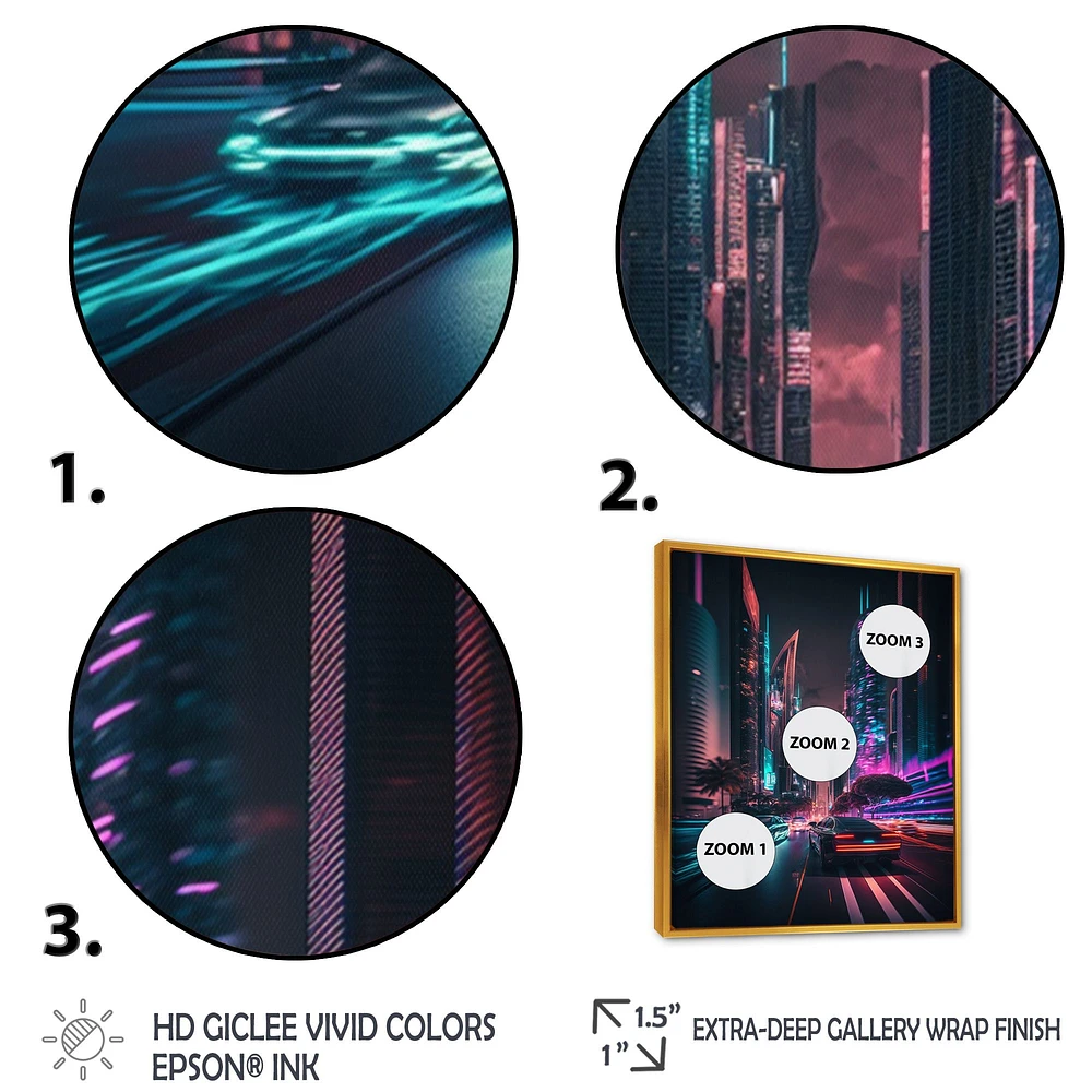Futuristic Miami Neon Art Wall