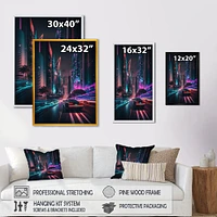 Futuristic Miami Neon Art Wall