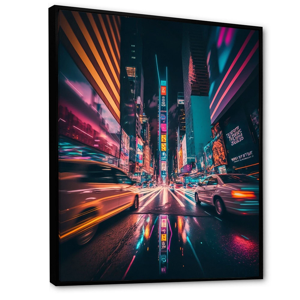 Futuristic New York City Neon Wall Art
