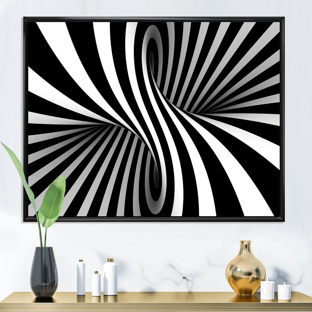 Black and White Spiral Digital Canvas Art Print