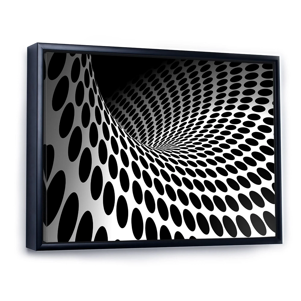 Waves and Circles Black White  Art Canvas Print