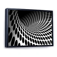 Waves and Circles Black White  Art Canvas Print