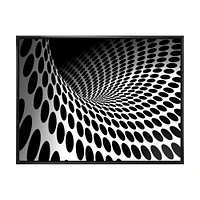 Waves and Circles Black White  Art Canvas Print