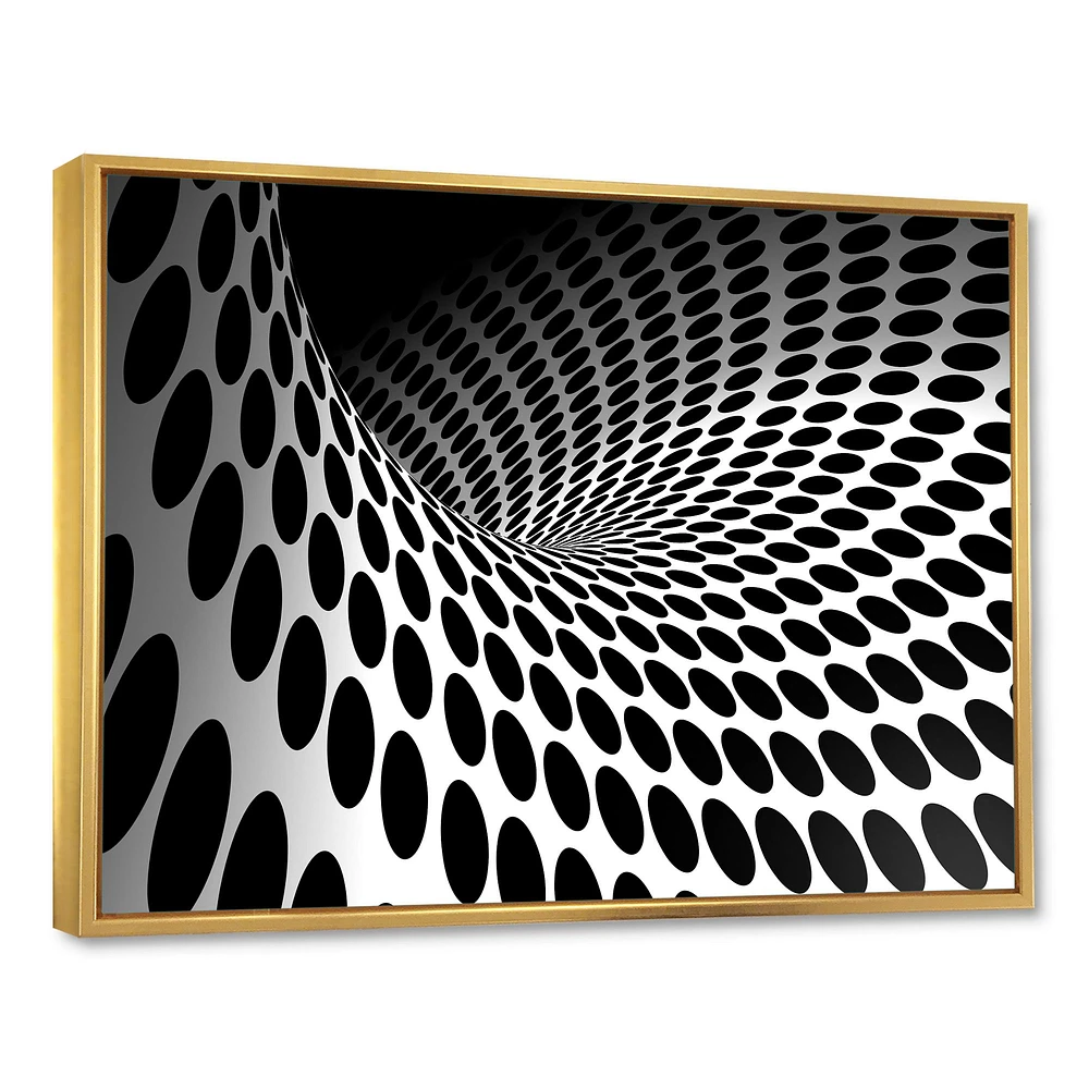 Waves and Circles Black White  Art Canvas Print