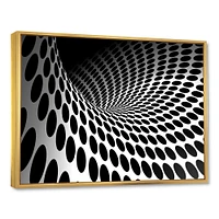 Waves and Circles Black White  Art Canvas Print