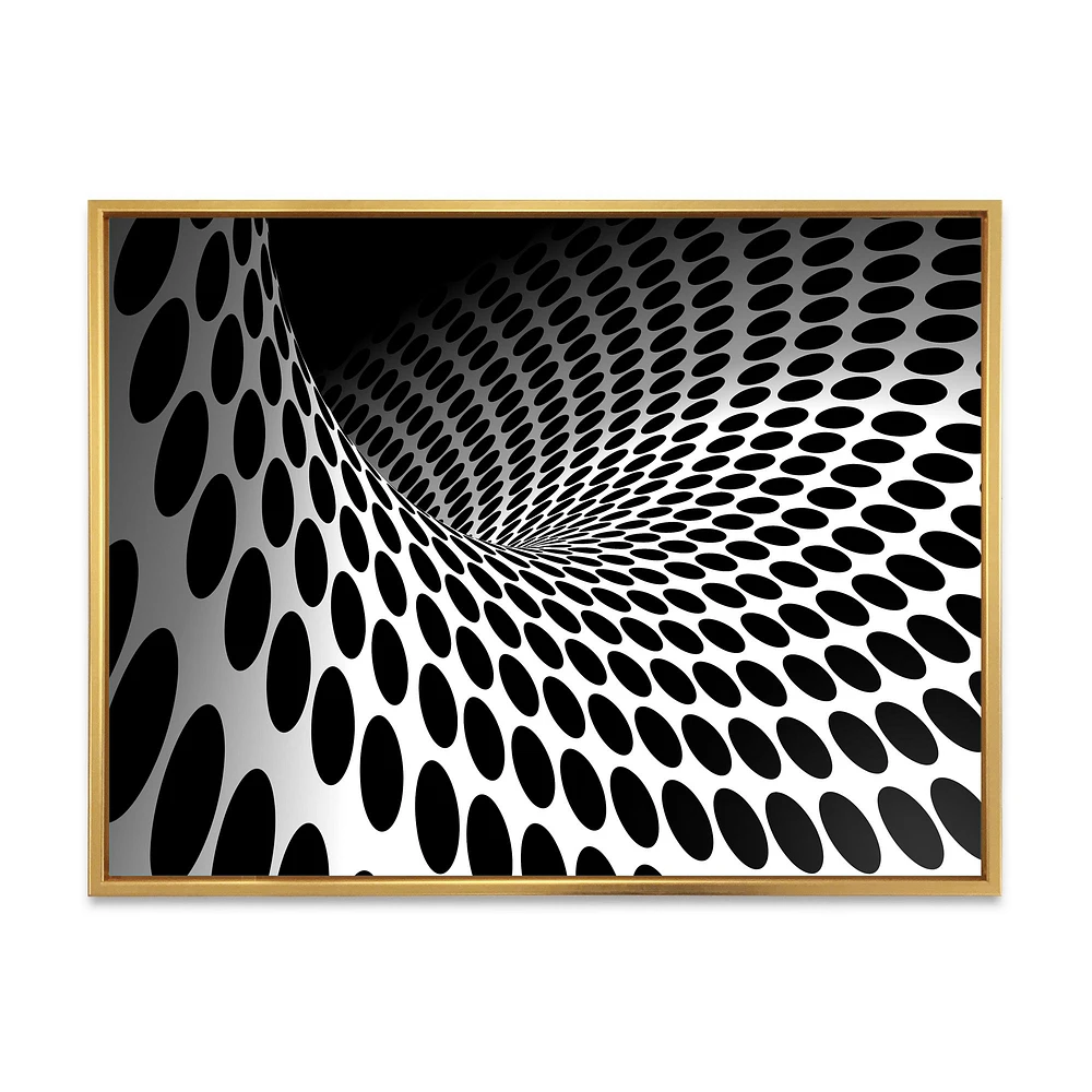 Waves and Circles Black White  Art Canvas Print