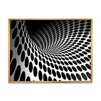 Waves and Circles Black White  Art Canvas Print