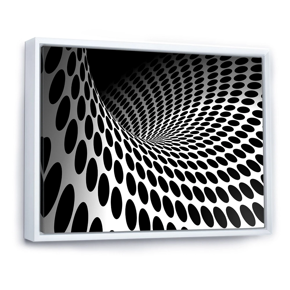 Waves and Circles Black White  Art Canvas Print