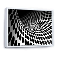 Waves and Circles Black White  Art Canvas Print