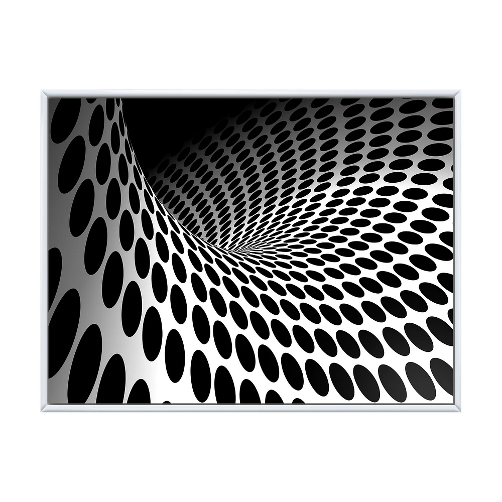 Waves and Circles Black White  Art Canvas Print