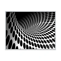 Waves and Circles Black White  Art Canvas Print