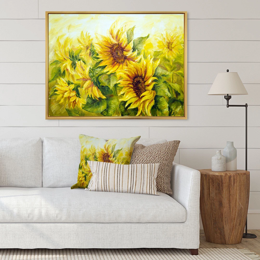 Bright Yellow Sunny SunFlowers Canvas Print