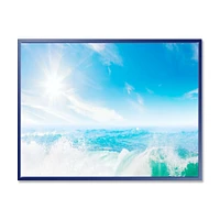 White and Blue Waves under Sun  Canvas Wall Art