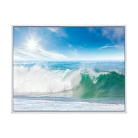 White and Blue Waves under Sun  Canvas Wall Art