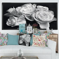 Bunch of Roses Black and White Canvas Art Print
