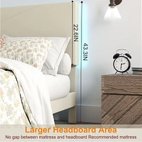 Upholstered Beige Foothill Queen Bed Frame with USB Ports and LED Lights