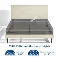 Upholstered Beige Foothill Queen Bed Frame with USB Ports and LED Lights