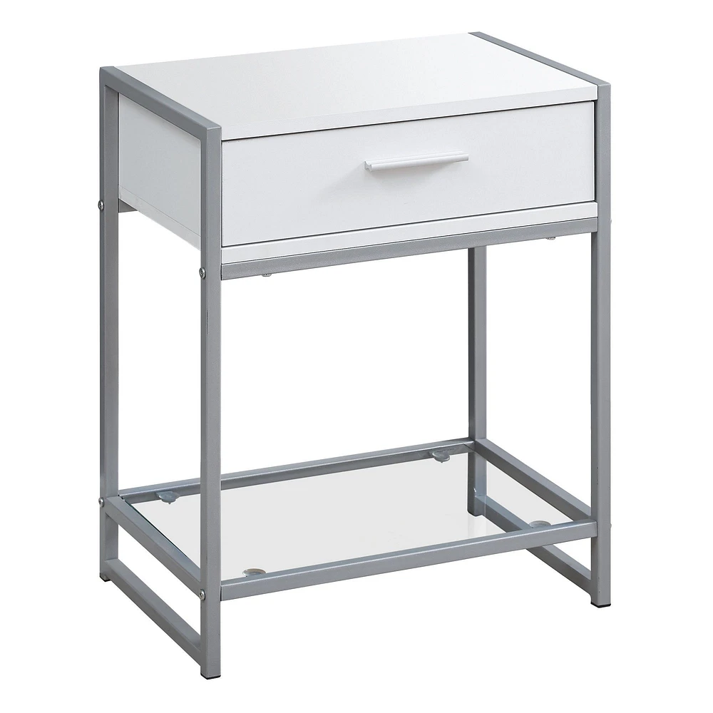 Compact Accent Table with Tempered Glass Shelf