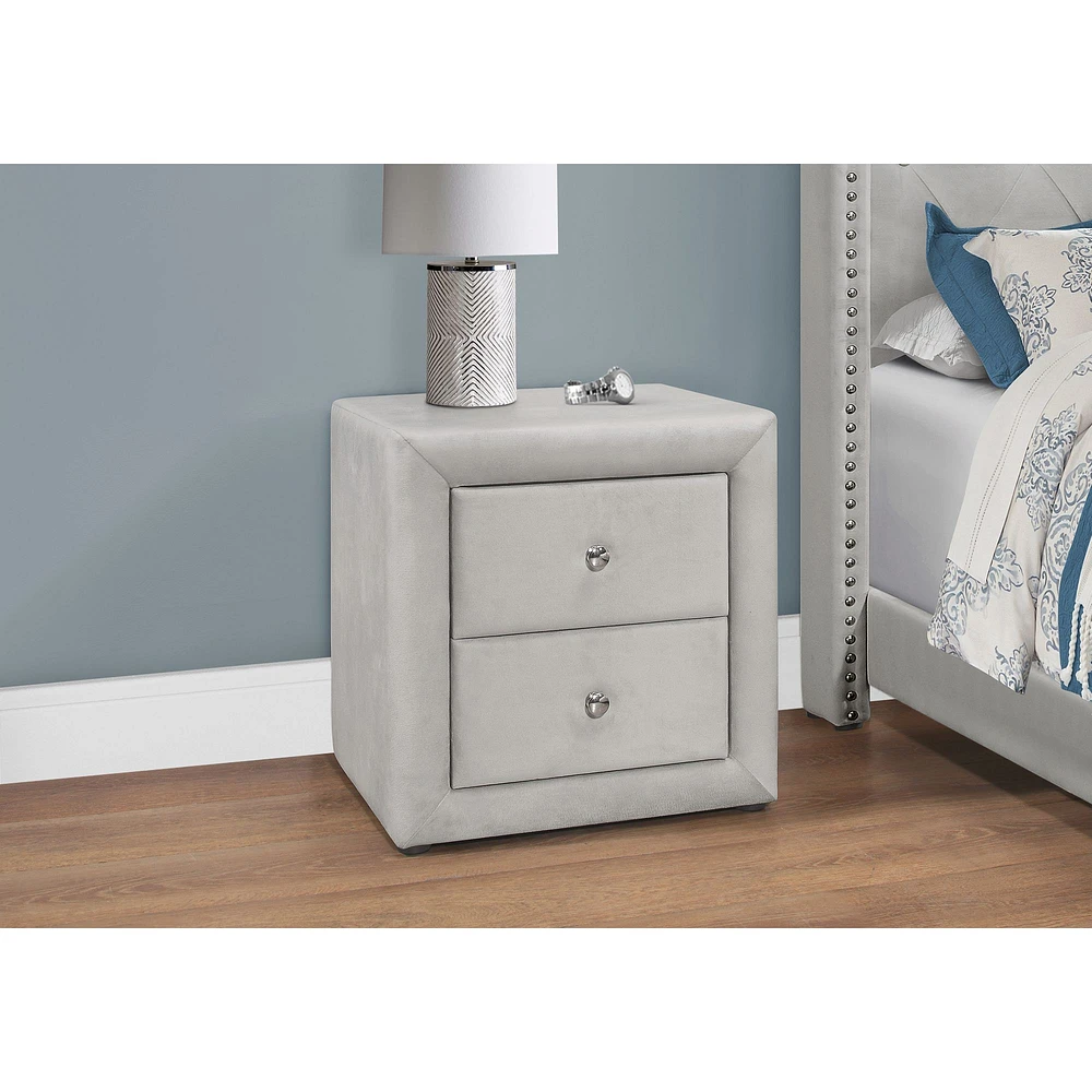 Upholstered Nightstand - Light Beige