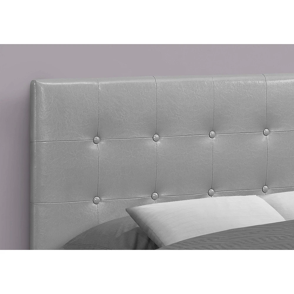 Grey Upholstered Headboard with Leather-look Fabric - Double