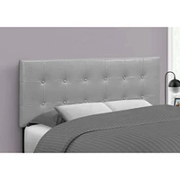 Grey Upholstered Headboard with Leather-look Fabric - Double