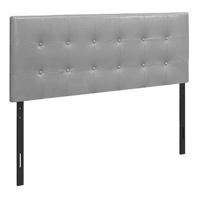 Grey Upholstered Headboard with Leather-look Fabric - Double