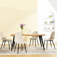 Maison Classique 5-Piece Dining Set Natural Wood Table with Beige Dining Chairs