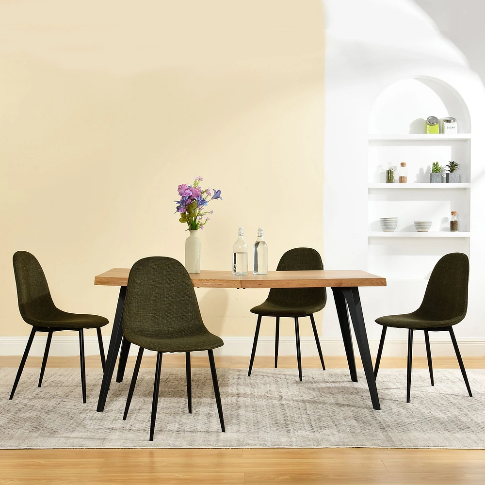 Ensemble de salle à manger 5 pièces avec table en bois manufacturé et chaises vertes