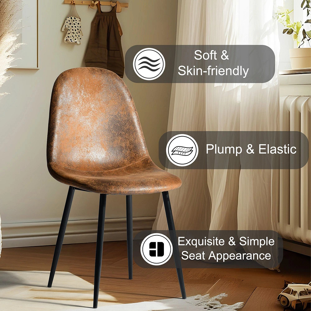 Modern 5-Piece Round Espresso Dining Set with Brown Suede Chairs
