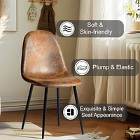 Modern 5-Piece Round Espresso Dining Set with Brown Suede Chairs