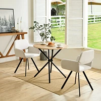 3-Piece Dining Set Oak Round Table With Beige Swivel Chairs by Maison Classique