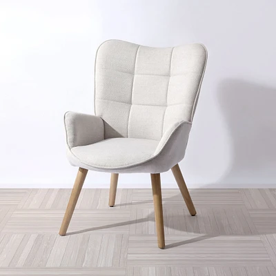 Chaise d'appoint moderne beige avec pieds en bois