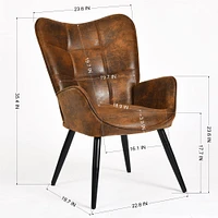 Modern Brown Suede Accent Chair with Black Metal Legs by Maison Classique