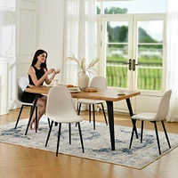Maison Classique 5-Piece Dining Set Natural Wood Table with Beige Dining Chairs