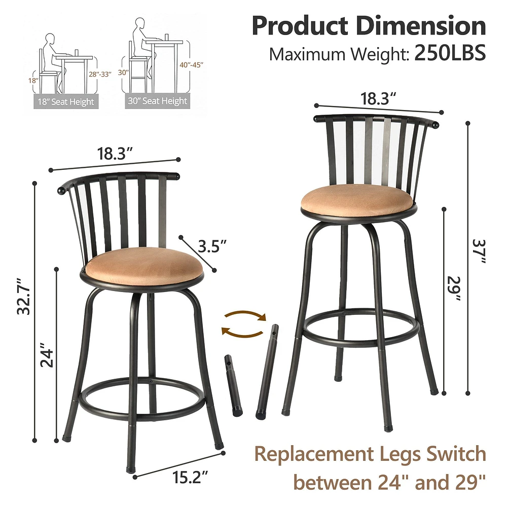 Adjustable Swivel Barstool - Brown