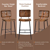 Set of 2 Counter Height Bar Stool with Suede Upholstery and Black Metal Legs by Maison Classique