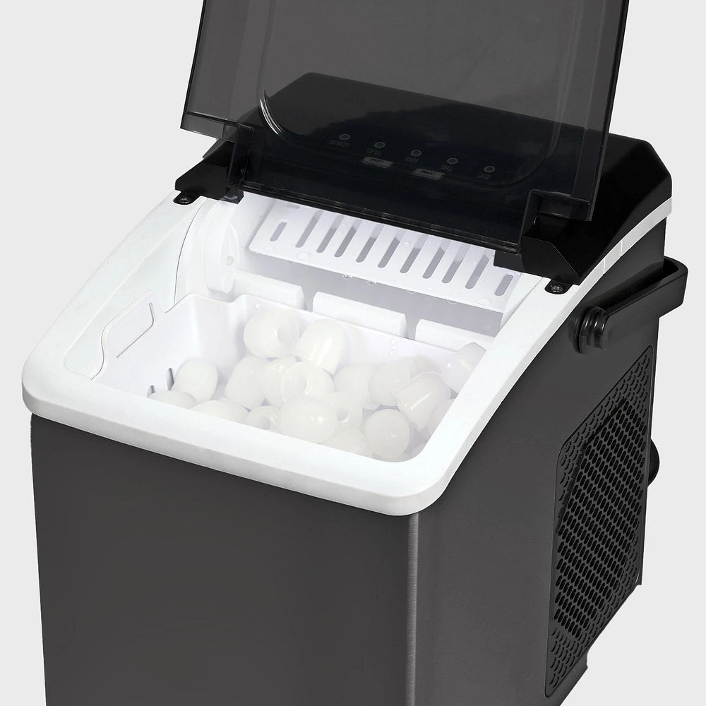 Koolatron Portable Countertop Ice Maker, 26lbs - Black Stainless Steel