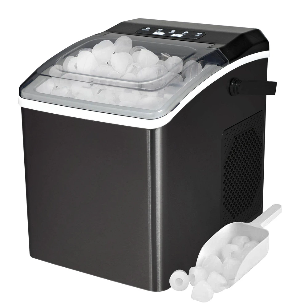 Koolatron Portable Countertop Ice Maker, 26lbs - Black Stainless Steel